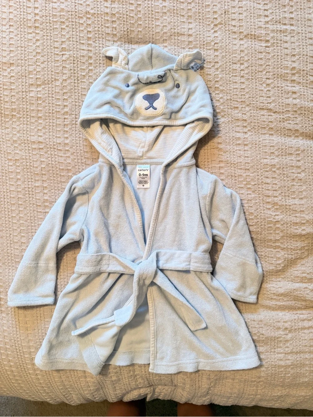 Set of Cozy Hooded Kids Pajama Robes - Light Gray/Cream/Blue
